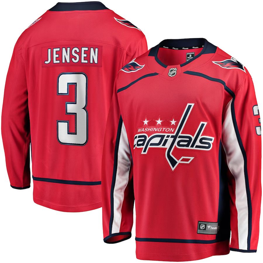 Men Washington Capitals #3 Nick Jensen Fanatics Branded Red Replica Player NHL Jersey->washington capitals->NHL Jersey